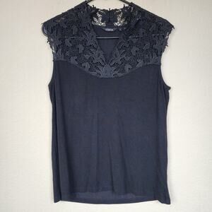 Stera Medium Black Lace Gothic Tank Top Blouse